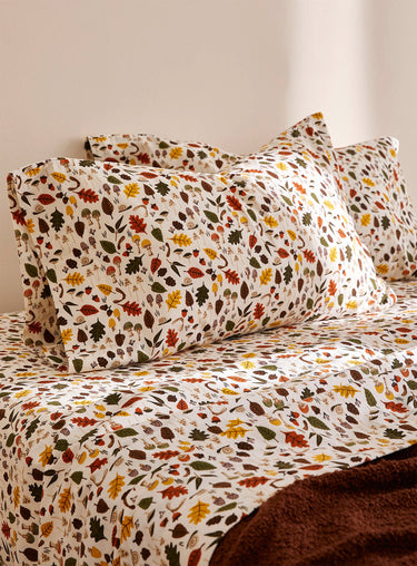 Fall woodland flannel sheet set